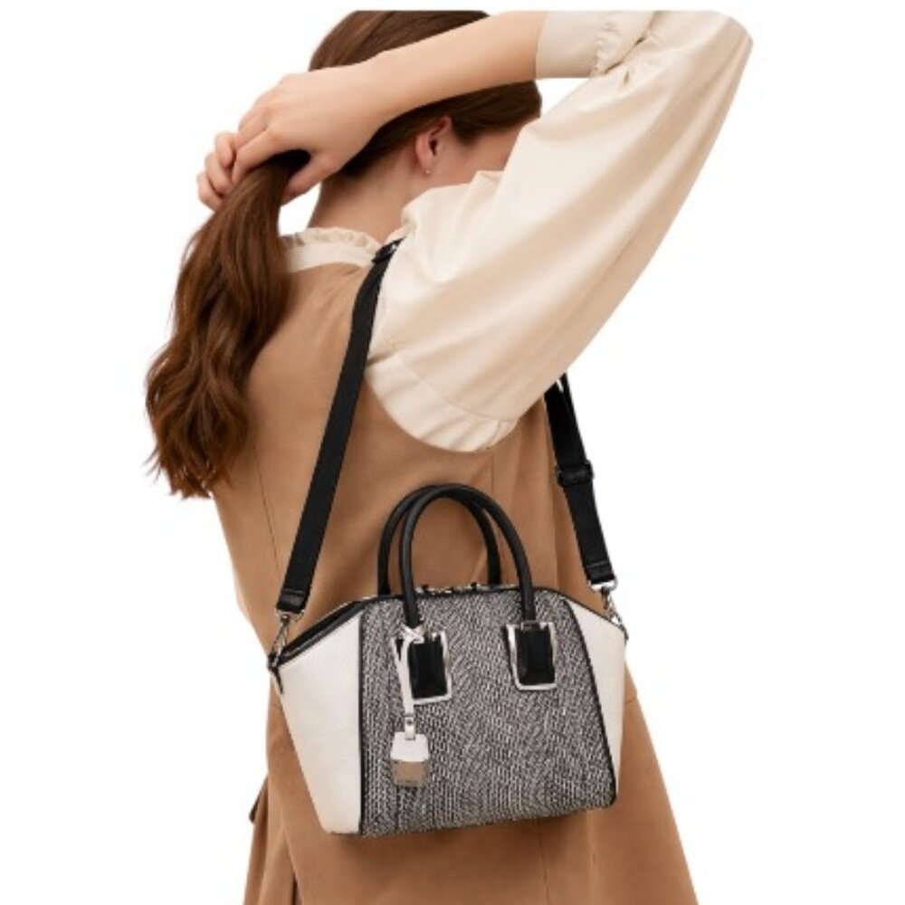 Ivanka Trump Black White Patterned Combo Crossbody Handbag NWOT